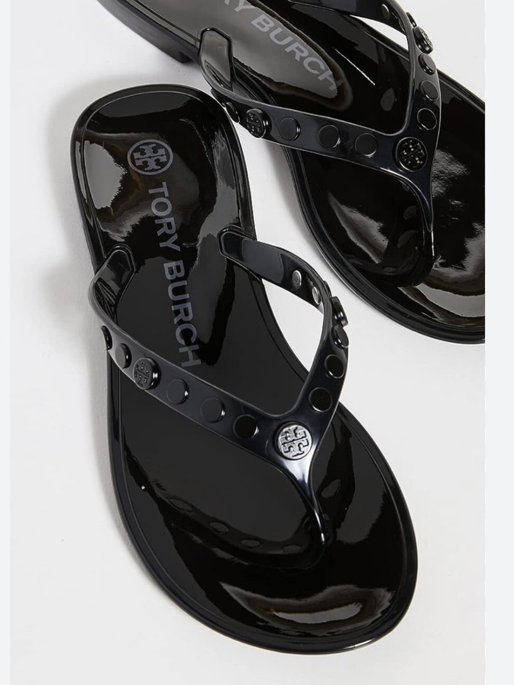 Tory Burch Women's Studded Jelly Thong Black Sandals